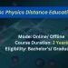 MSc Physics Distance Education Admission